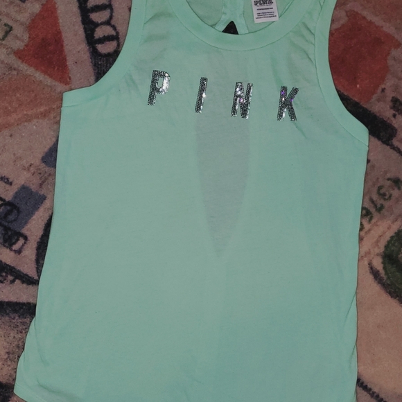 VS PINK Minty blingy tank top cut out in back - Picture 6 of 16